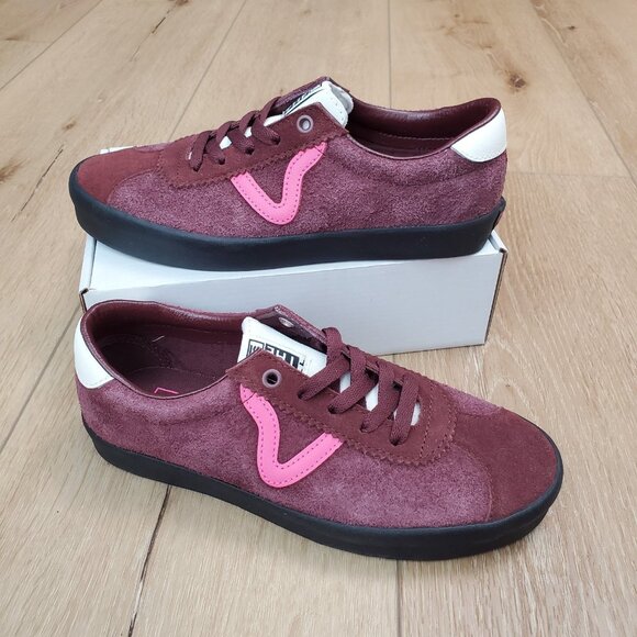 Vans Other - Vans Sport Low Burgundy Brown Pink VF 508357 Mens Size 7 Women 8.5 Leather Suede